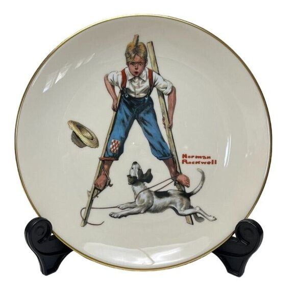 Norman Rockwell Saturday Evening Post Classics Boy On Stilts Plate By Gorham - Picture 1 of 4